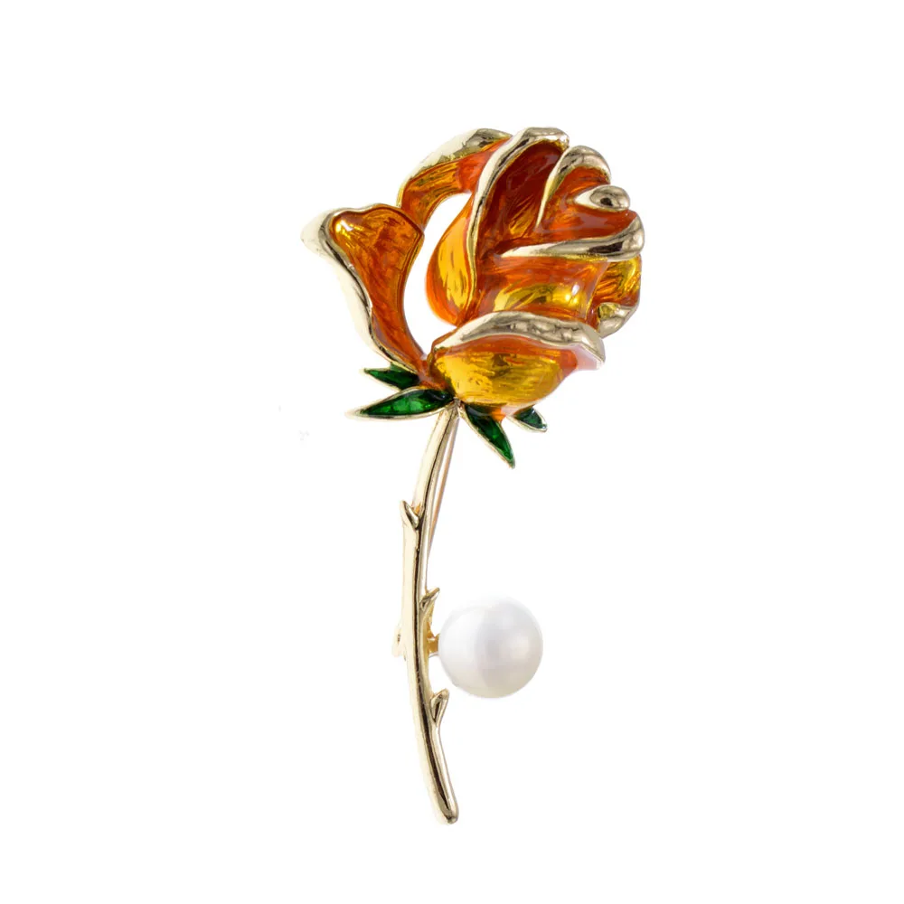 CINDY XIANG эмалированные броши в форме цветка розы для женщин 4 цвета на выбор жемчужная булавка Свадебная Модная бижутерия Высокое качество Новинка - Окраска металла: yellow