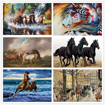 

Diy 5D Diamond Embroidery Full Set Horse 5d Diamond Mosaic Sale Animal Daimond-Painting Full Round Diamond Painting Horse