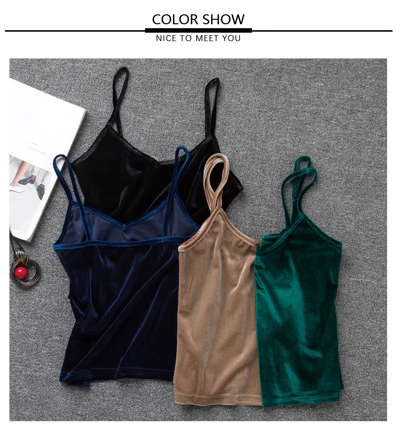 TWOTWINSTYLE Velvet Spaghetti Strap T-Shirt Women V Neck Sexy Tank Vest Tops Female Sleeveless Basic T-shirts Large Size Summer