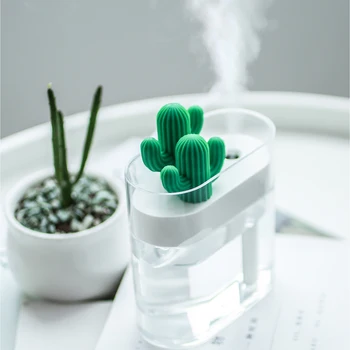 

160ml Ultrasonic USB Powered LED Light Home Car Desk Clear Cactus Shape Air Humidifier Cute Desk Home Decoratrion