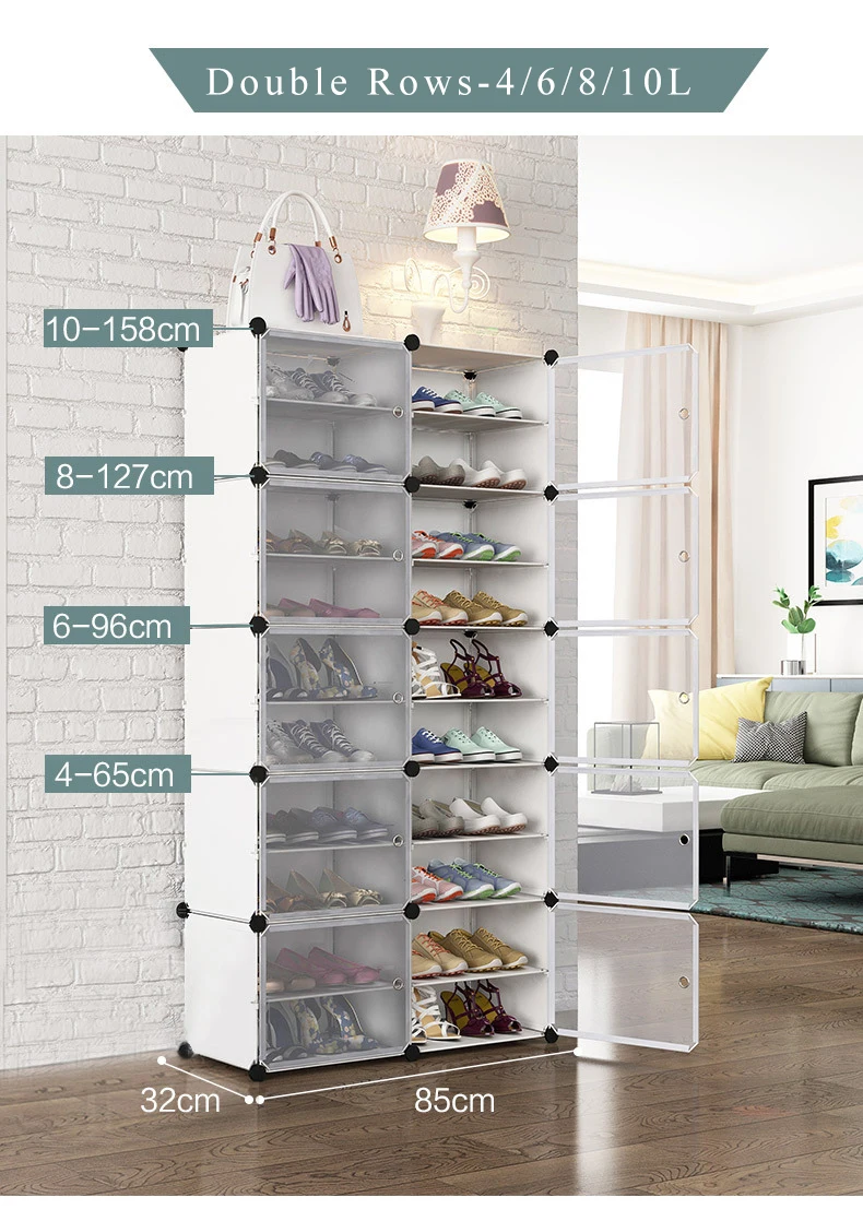 Double-row Shoe Rack Home Dustproof Modular Closet Furniture Shoes Cabinet Door Space-saving Shoe Organizer Keep Room Neat