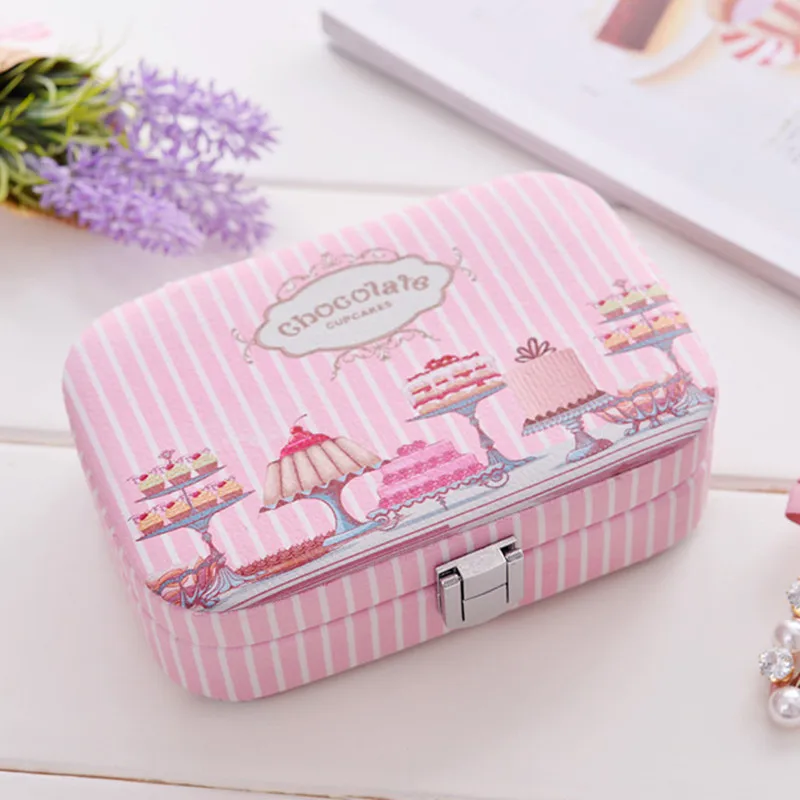 Коробка для хранения Европейская портативная коробка для ювелирных изделий кожа ювелирные изделия губная помада чехол с замком зеркало на день рожденье подруги подарок