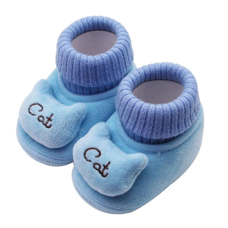 Мягкие ботинки с бантиком для новорожденных девочек; зимние теплые ботинки для малышей; цвет розовый, синий; для детей от 0 до 18 месяцев