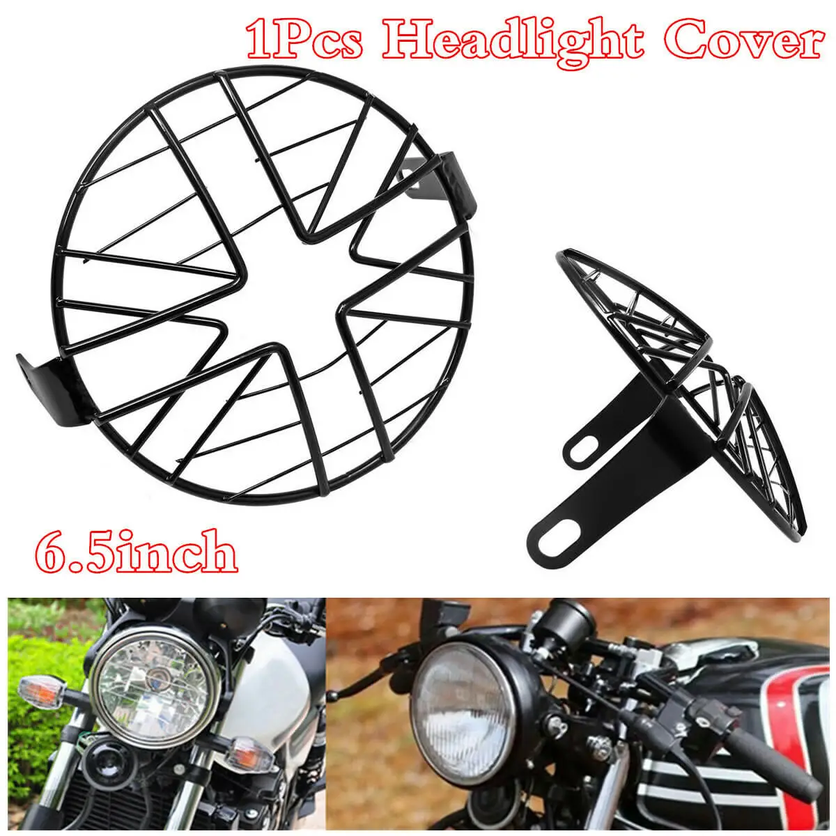 WOVELOT 6.5 inch Headlight Mesh Grill Stone Guard Motorcycle Head Light Cover Universal 