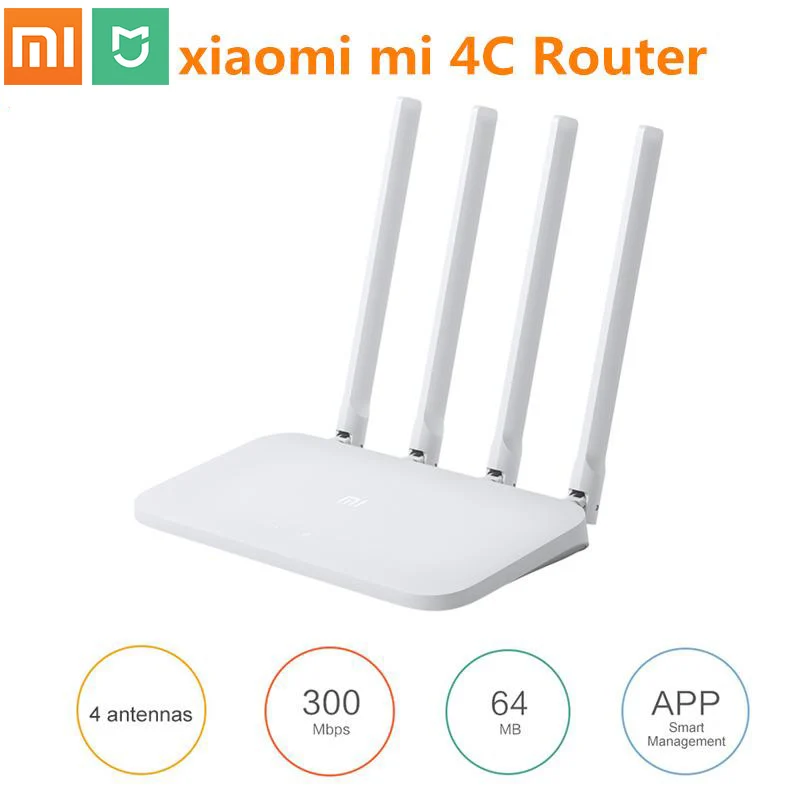 Xiaomi mi Wi-Fi роутер 4C Roteador APP управление 64 ram 802,11 b/g/n 2,4G 300 Мбит/с маршрутизатор 4 антенны роутер Wi-Fi ретранслятор для mi Home