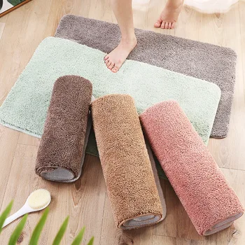 

bathroom fluffy carpet rectangle solid non-slip water absorption for shower room bathroom floor indoor soft rug high quality mat