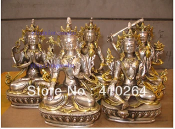 

Free Shipping 5PCS Collectibles Buddha gold Plate Tibet silver bronze statues