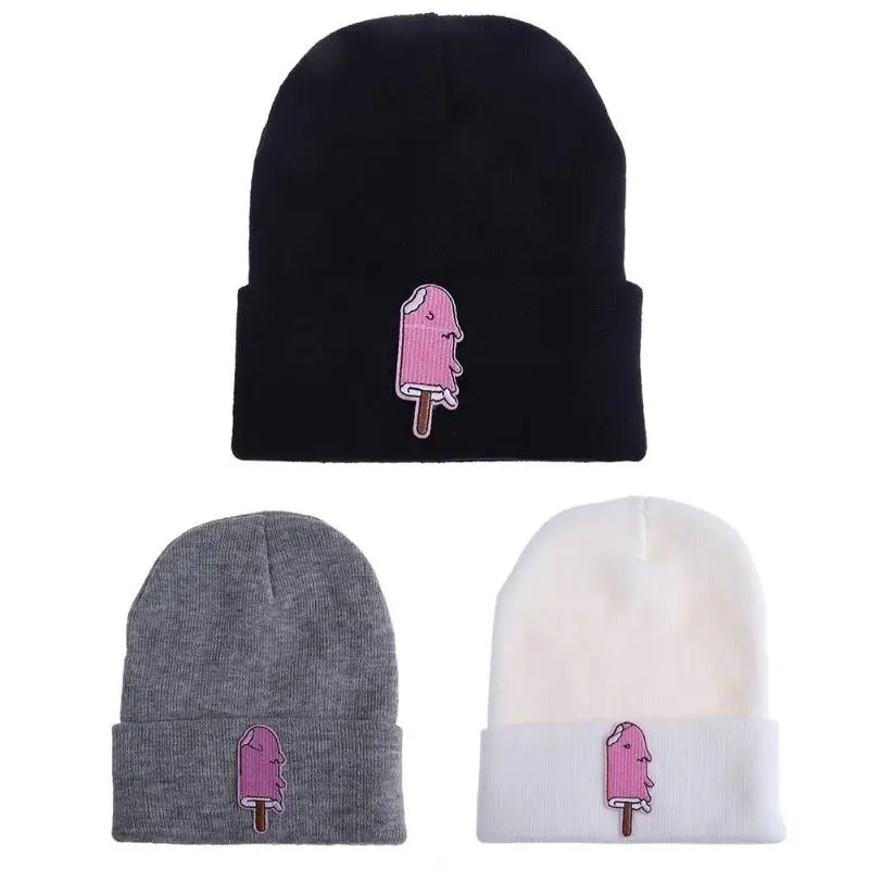 Унисекс Розовый леденец вязаные шерстяные шапки Beanie удобная стрейч Лыжная