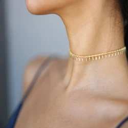 Gold Tassel Pendant Choker Necklace for Women - Bohemian Punk Jewelry Accessory (Gold)