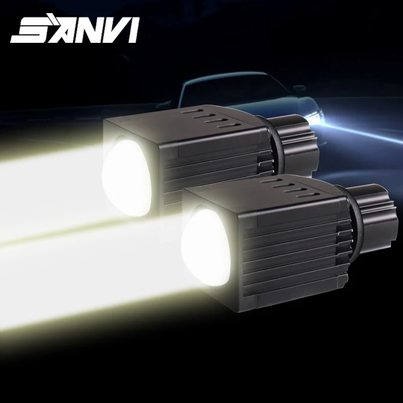 SANVI 2pcs High beam LED Projector Lens Headlight 12V 12W 4600k Matrix LED Light H7 9005 9006 Fog Light Retrofit  Car Light DIY