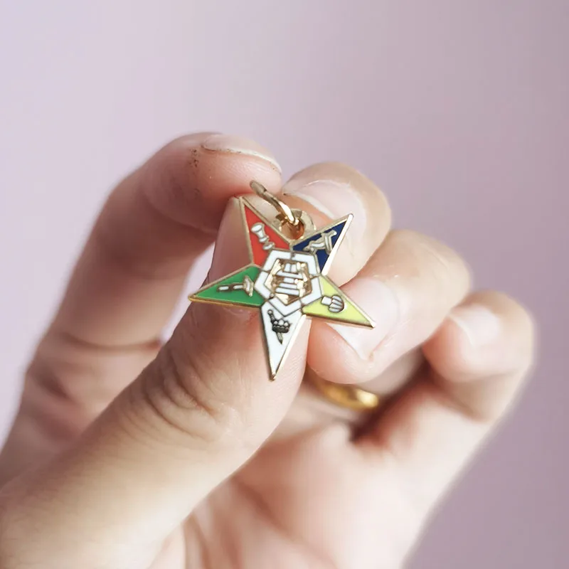 Order Of The Eastern Star Charms OES Masonic Lapel Pin Pendant Jewel Freemasonry Hard Enamel Metal Craft Gold Color | Дом и сад