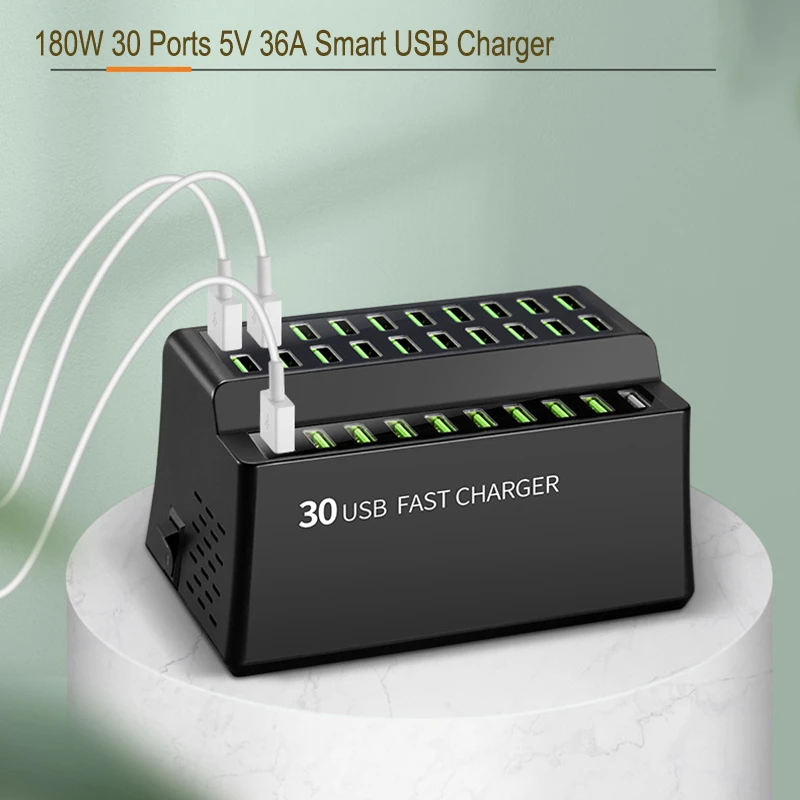 180 Вт Мульти USB зарядное устройство 30 портов Usb быстрое для Iphone X 8 11 быстрая