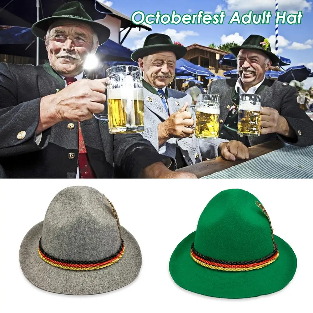 Традиционная мужская фетровая шляпа Октоберфест, немецкая Альпийская шапка, украшение из перьев, вечерние, один размер, аксессуары для взрослых