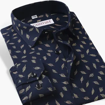 

Men's Fashion Long Sleeve Leaf Tree Print Shirts Comfortable 100% Cotton Standard-fit Casual Blouse Tops Shirt