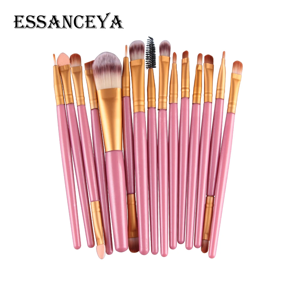 ESSANCEYA Pro 6-18Pcs Cosmetic Makeup Brushes Foundation Eye shadow Eyeliner Fan Make-Up Multipurpose Eye Brushes Cosmetic Tool - Handle Color: 15pcs FJ