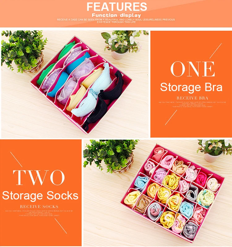 4Pcs Sale Multi-Size Bra Underwear Storage Bag Foldable Household Storage Box Scarf Socks Closet Storage Bag 33*16*10cm
