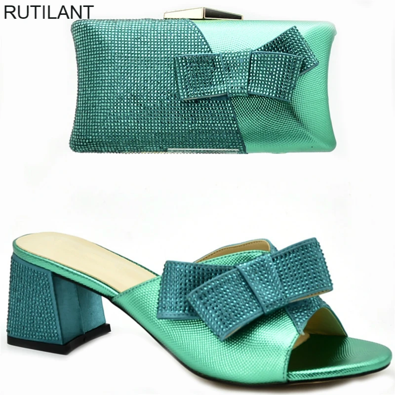 Latest Italian Designer Shoes and Bags Matching Set Decorate with Rhinestone Women High Heel Luxury Designers | Обувь