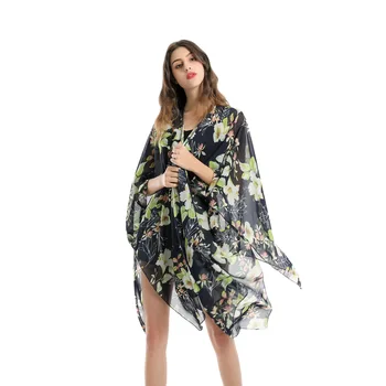

2019 fashion European and American style spring and summer new best selling long fresh lily beach bikini blouse