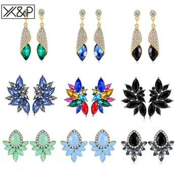 

X&PNew Korean Fashion Long Crystal Stud Earring for Women Statement Classic Geometric Earrings 2019 Fine Jewelry Accessorie Gift