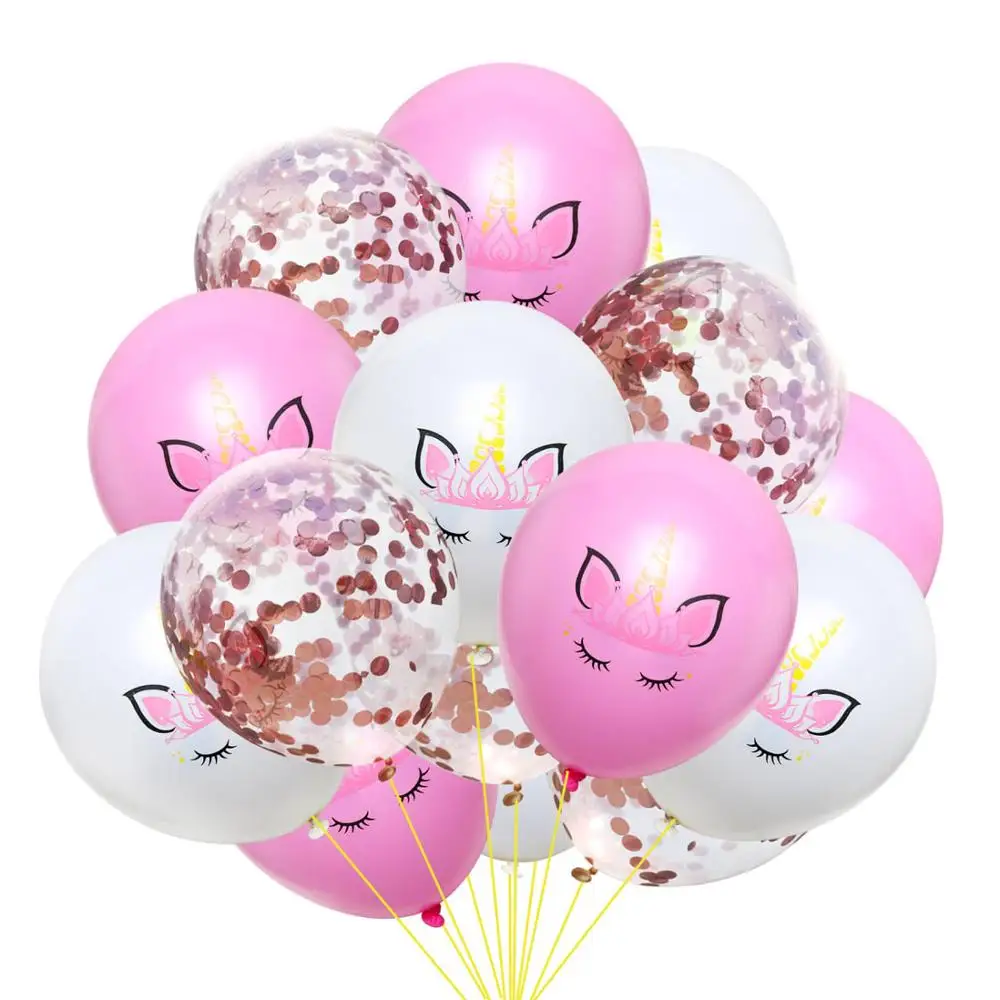 

15pcs Unicorn Party Balloons Birthday Baloon Unicorn Decoration Latex Confetti Balloon Birthday Party Decoration Balloons