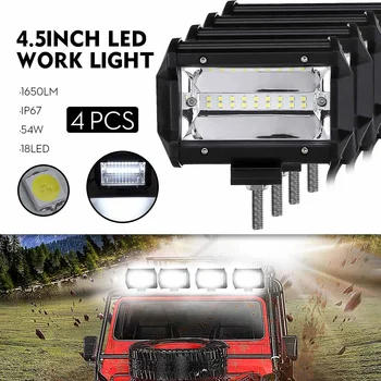 

4.5Inch 54W 1650lm 18LED Work Light Bar Driving Lamp For Offroad SUV ATV UTV 4WD Waterproof IP67