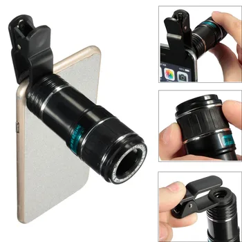 

Mobile Phone Camera Lens Universal 12X Zoom Optical Clip Telephoto Telescope Camera Lens Monocular For Tablet Cell Phone