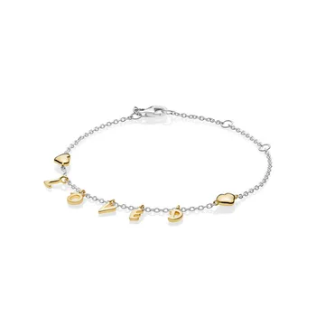 

New 925 Sterling Silver Bracelet Heart-Shaped Shiny L-O-V-E Lobster Clasp Bracelet Suitable For Original Ladies High Jewelry