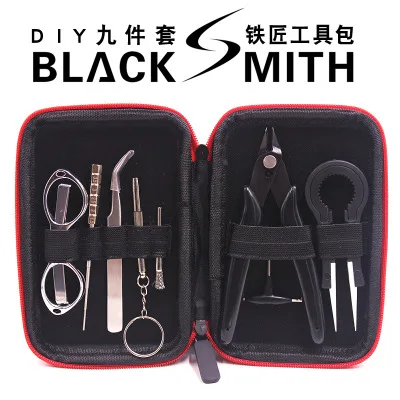 8 in 1 Prebuilt Coil Tool Kit Bag Ceramics Tweezers Pliers Wire Band Clapton Coil Bacon Cotton For RDA RTA RBA drill combo