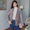 Elegant Colorful Blue Women Pearl Buttons Tweed Jacket Fringe Trims Tassel Jackets Outerwear Office Lady OL Formal V-Neck Coats ► Photo 3/6
