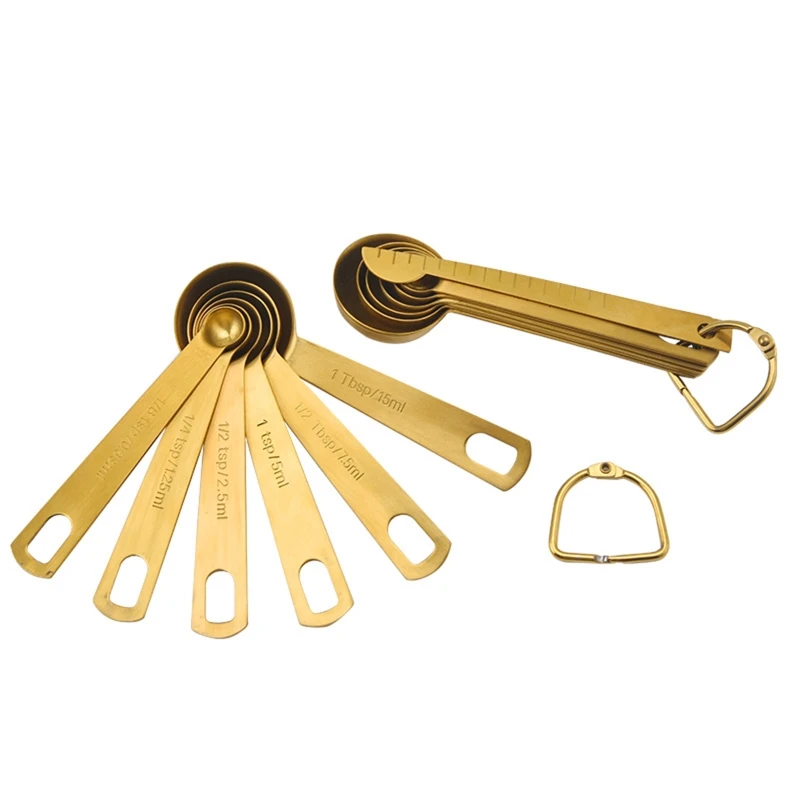 6/7pcs Measuring Spoons Stainless Steel Seasoning Coffee Tea Measure Scoop with Scale Bakery Tool