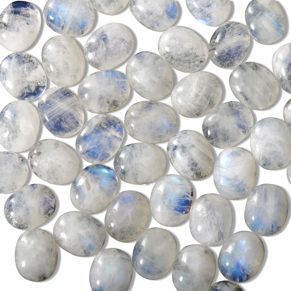 Square Cut Natural Moonstone 8x8MM Loose Stones with Blue light Decoration Gemstone Jewelry Gift 10 pcs/set