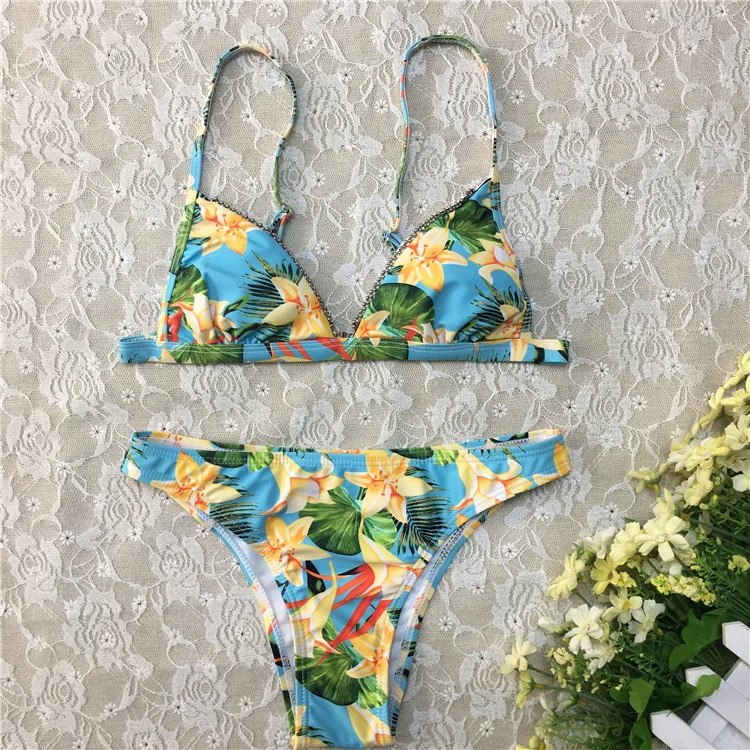 Print Bikini 2020 Swimwear Women Swimsuit Push Up Biquini Micro Sexy Bikinis Set Bathing Suit Female Retro Floral Beachwear