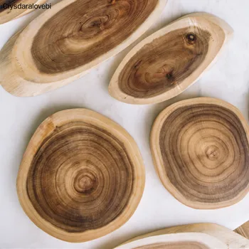 

Rustic Style Acacia Wood Chopping Blocks Whole Wood Round Home Use Mini Fruits Cutting Boards Mildew Proof Tableware