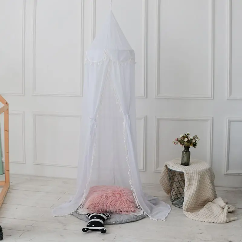 KAMIMI новая детская комната Hairball кисточкой украшение дома кружева купола кровать детская шифоновая лепесток палатка рюшами москитная сетка