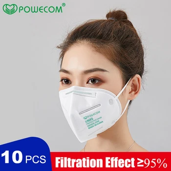 

POWECOM KN95 FFP2 Mask Valved Face Mask Respirator Face Mask 6 Layer Protection Anti-Dust Mask Face Protective