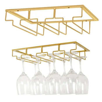 

Wine Glasses Rack Under Cabinet Stemware Rack Wine Glass Hanger Racks Wire Glass Holder 40x22.5cm TB Sale