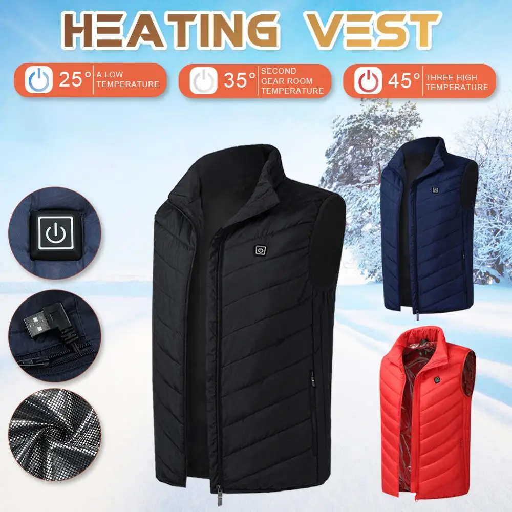 

Winter Outdoor Men Electric Heated Vest USB Heating Vest Winter Thermal Cloth Feather Camping Hiking Warm Hunting Jacket