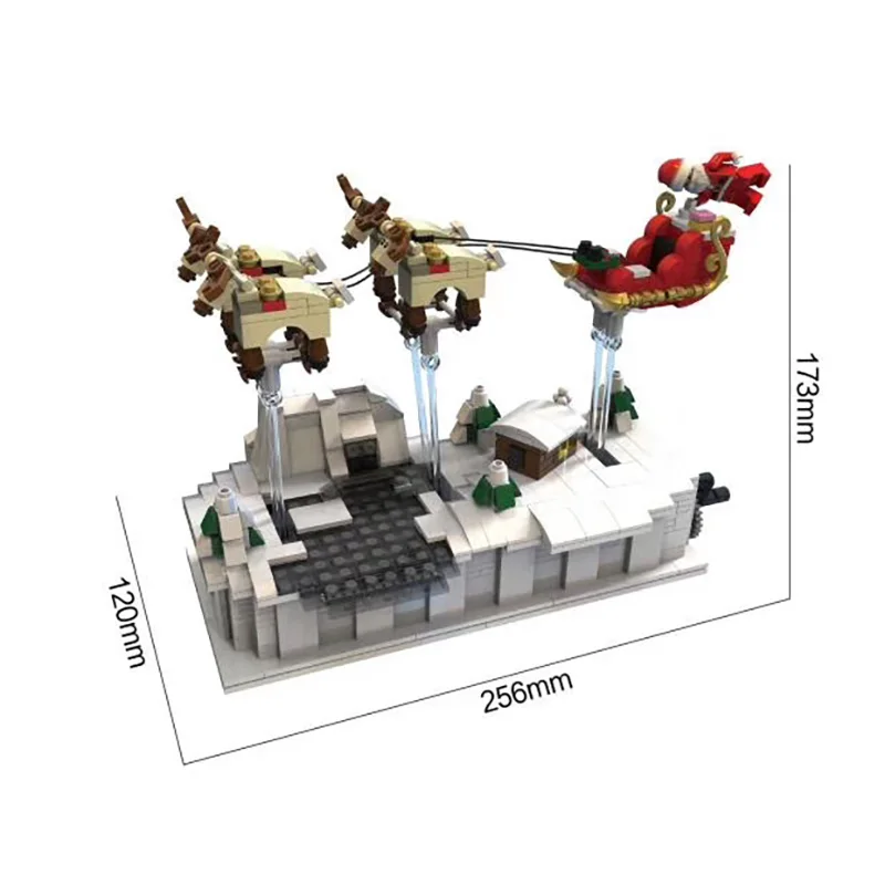 759 шт НОВАЯ РОЖДЕСТВЕНСКАЯ зимняя деревенская сани Санта Клаус модель Фигурка Строительный Блок игрушка для детей рождественские подарки - Цвет: No motor