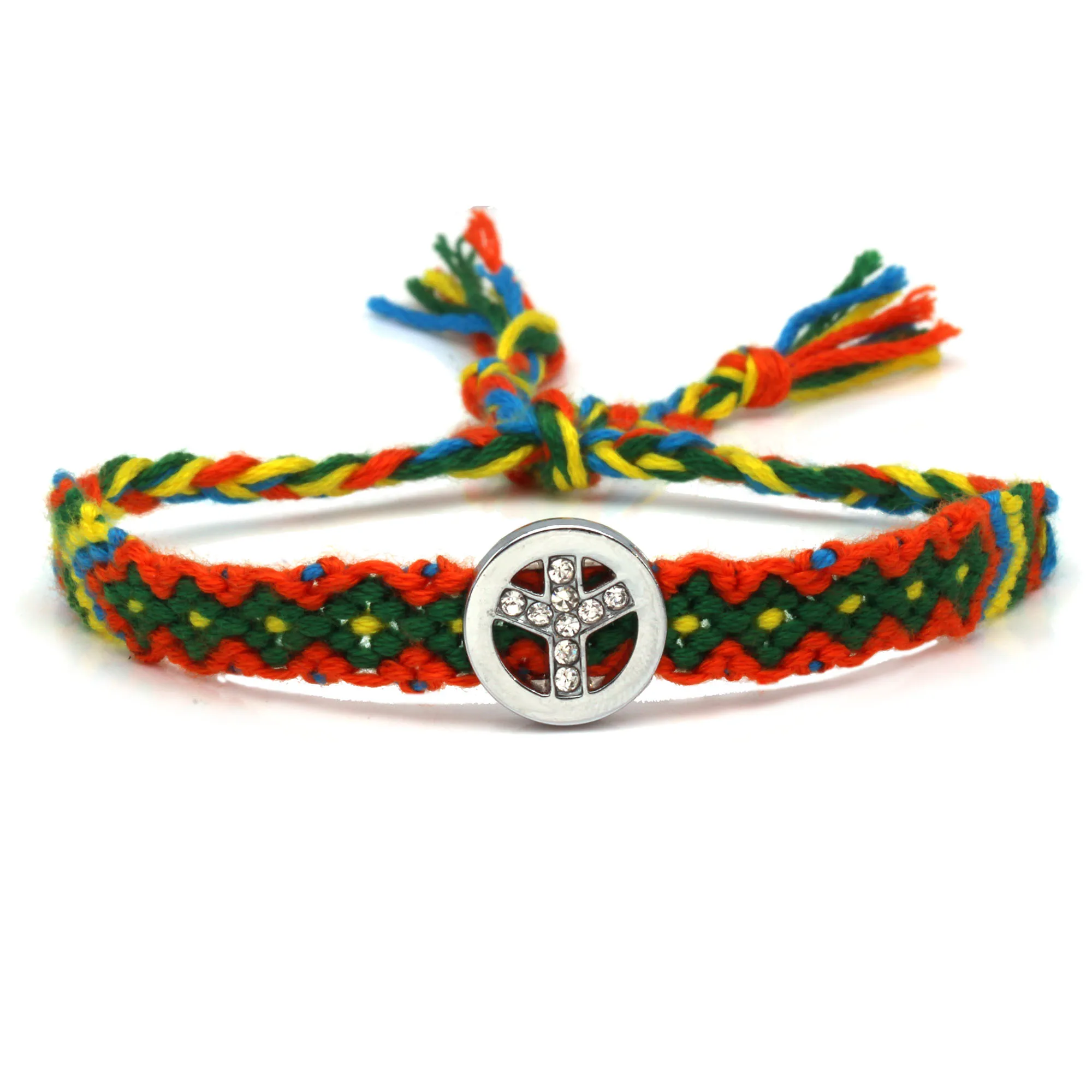 Boho Бриллиантовая подвеска &quotзнак мира&quot тканый браслет дружбы для женщин