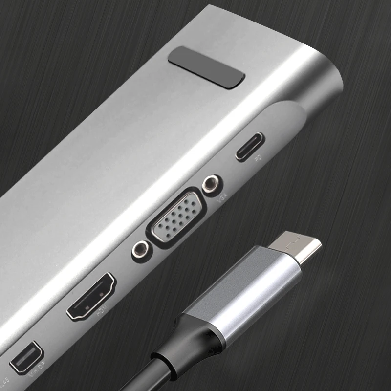 Многофункциональный usb-концентратор 11 в 1, алюминиевый адаптер type C с 3 портами Usb 3,0, аудиопорт 3,5 мм, порты Sd/Mmc/Tf Micro-Sd, Gigabit