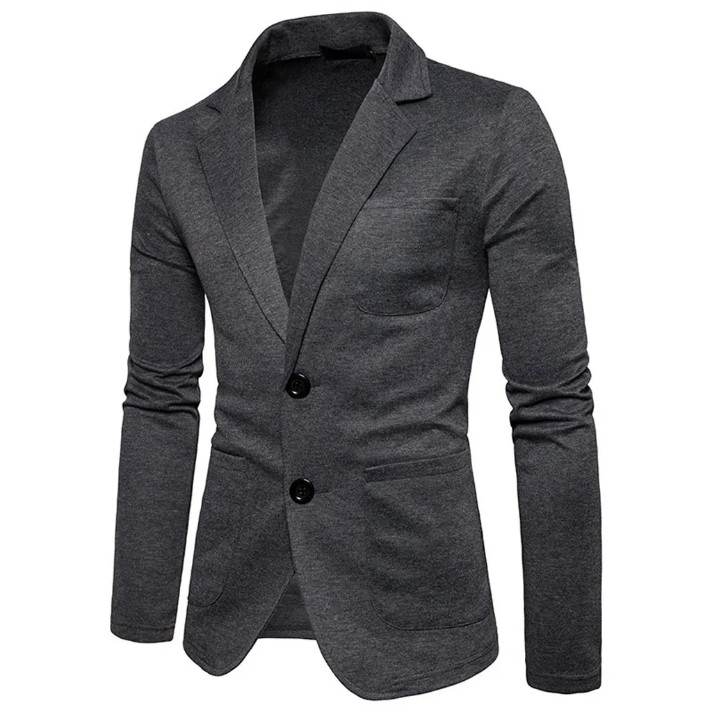 Dark Gray Doudoulu модный мужской повседневный однотонный мужской костюм Блейзер длинный рукав куртка с отложным воротником зауженное пальто впору куртка# CL3 - Цвет: Dark Gray