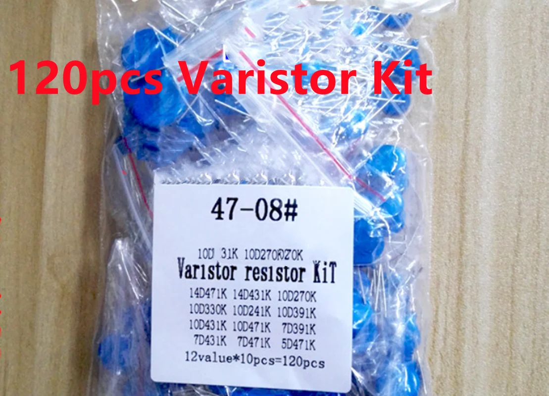 120pcs Varistor KIT sample package component commonly used 12 kinds of 10 each 7D471K 10D471K 14D431K | Электронные компоненты