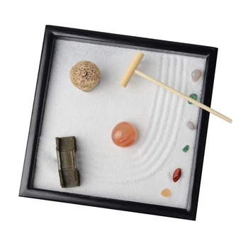 

Zen Garden - Tabletop Rock Garden Sandbox Tools Kits - Japanese Desktop Meditation Sand Box Accessories