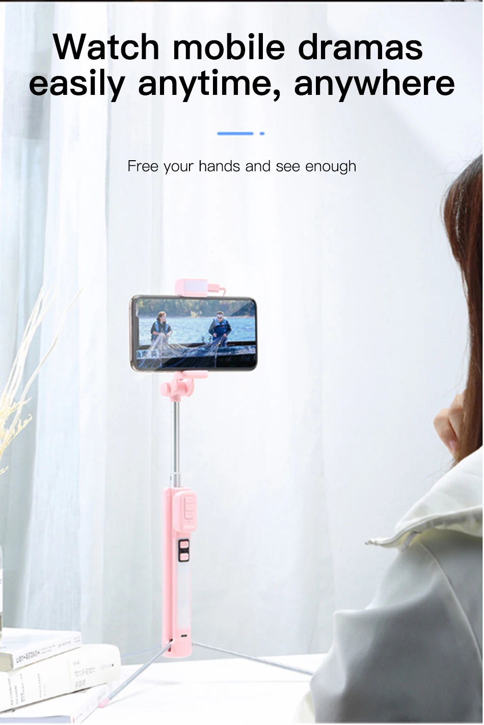 Benks New Wireless Bluetooth Selfie Stick Tripod Extendable With Shutter Button Remote Control Universal For iPhone 11 XR Xiaomi (9)