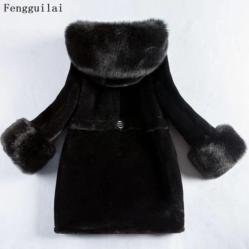 Fengguilai модное меховое пальто, зимнее длинное пальто с длинными рукавами, Женское пальто из искусственного меха, верхняя одежда
