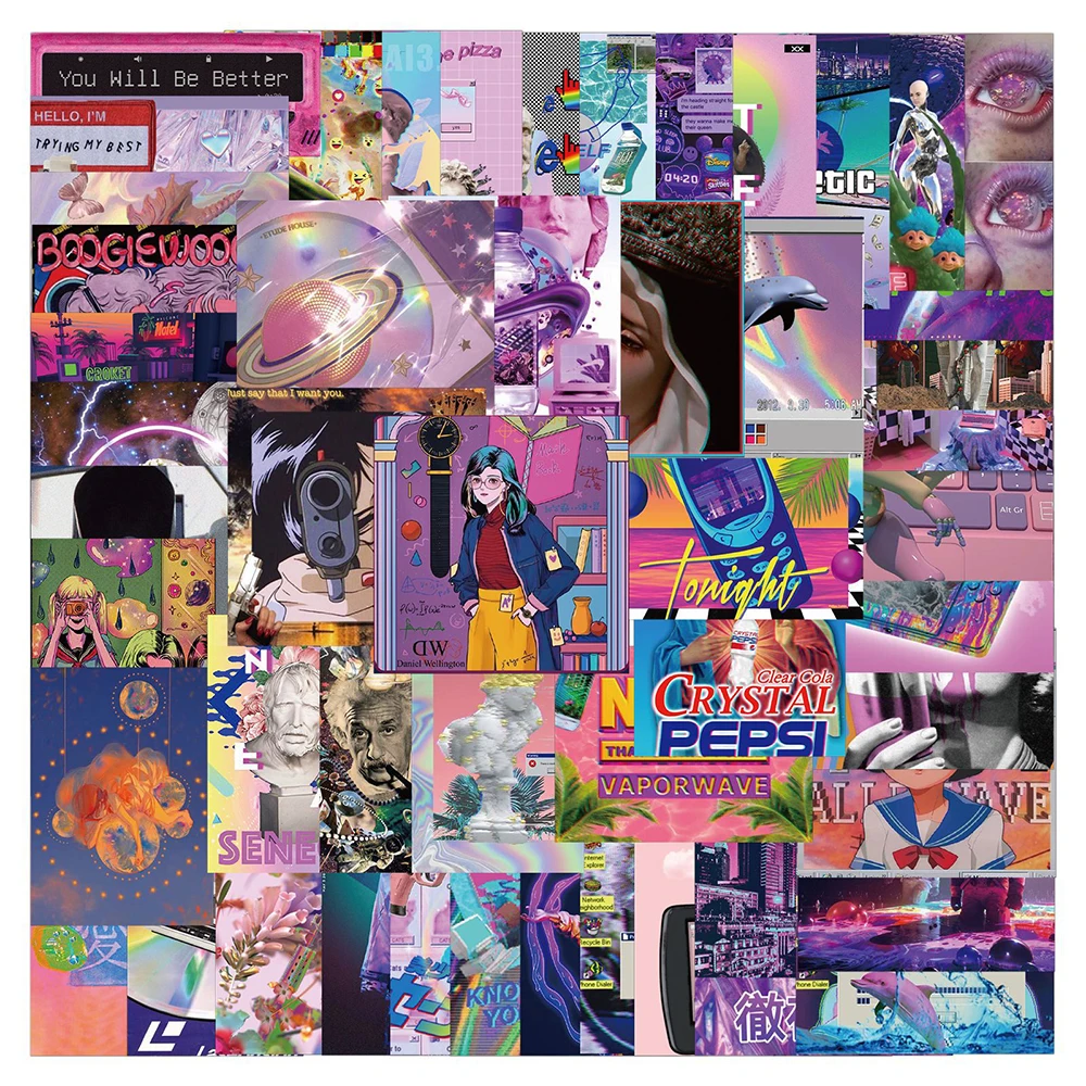 

10/30/50PCS INS Style Vaporwave Girl Graffiti Stickers DIY Skateboard Fridge Guitar Travel Snowboard Cool Sticker Decal for Kid