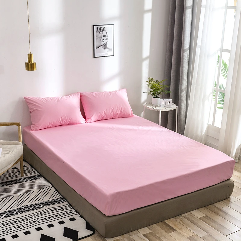 Model 4 Pink 1Pc Waterproof Bedspread Skin Friendly Cotton Bed Cover Non Slip Fitted Sheet Bed Protect Mattress Cover For Home Hotel Hot Sale - Цвет: Model 4 Pink