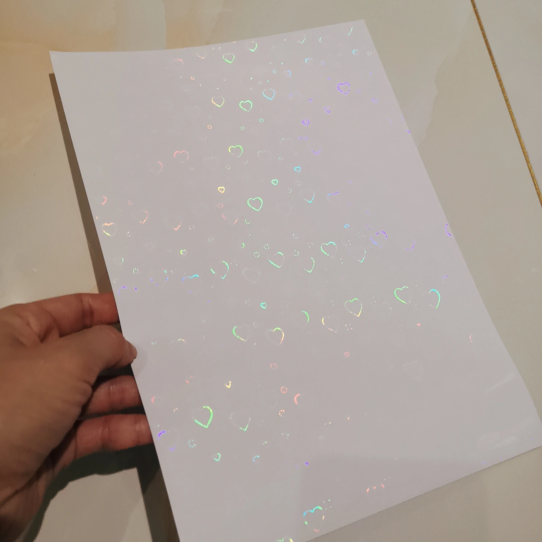 홀로그램 오각형 포일 접착 테이프 종이 플라스틱에 콜드 라미네이팅 50장 210x297mm DIY 패키지 카드