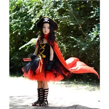Комплект с платьем на Хэллоуин для девочек; платье пирата; Крутое Шоу; Детский Пиратский Костюм с привидением для девочек