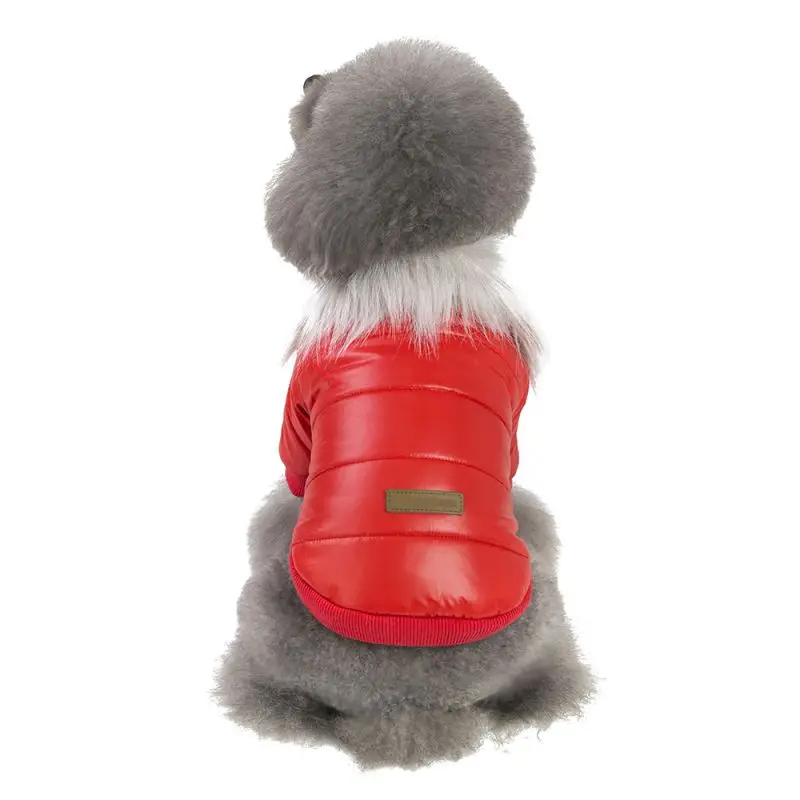 

Dog Clothes Winter Warm Pet Dog Jacket Coat Puppy Cotton Apparel with Fur Collar Glossy Surface Coats for Small Medium Dog